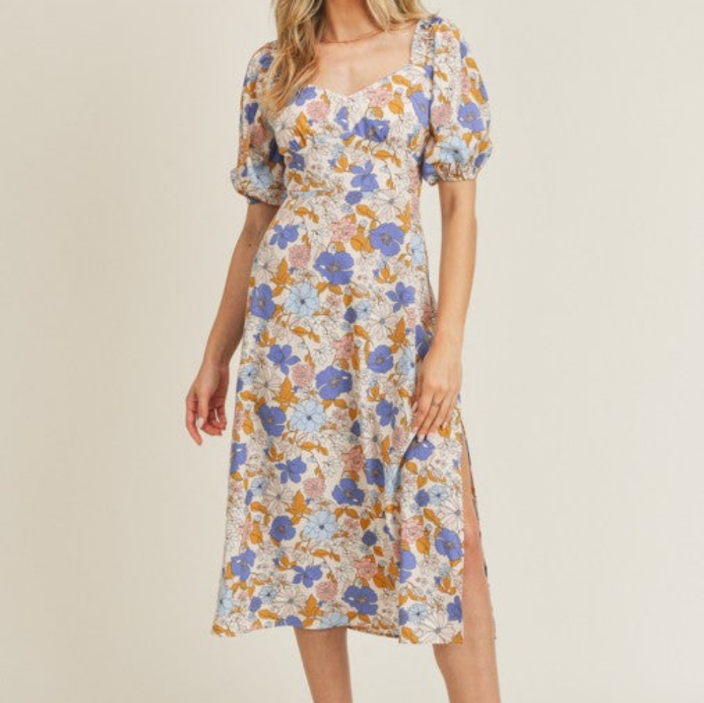 floral midi dress spring dress summer dress everday dress